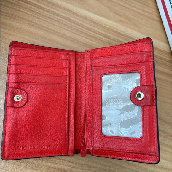 Michael Kors Scarlet Leather Wallet with Gold Accent - Picture 4 of 11